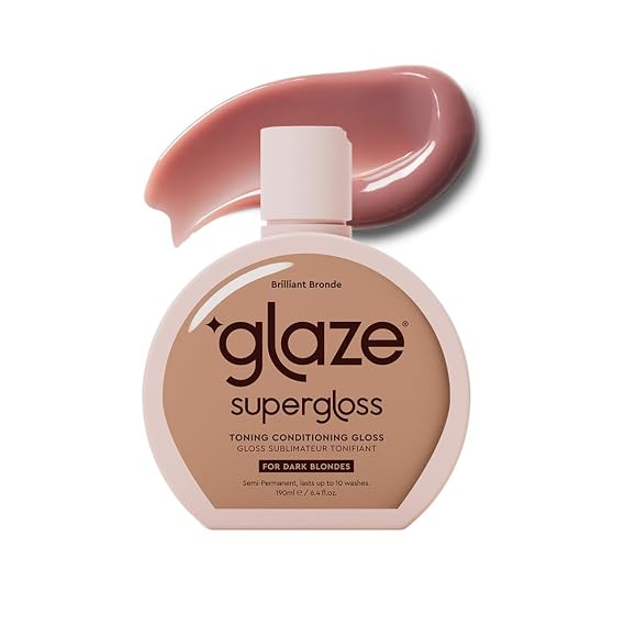Glaze Supergloss Color Conditioning Gloss Hydrating Semi-Permanent Color Hair Gloss & Shine Boost Color Depositing Mask - Cruelty-Free 6.4 Fl Oz - Brilliant Bronde - Dark Blonde to Light Brown