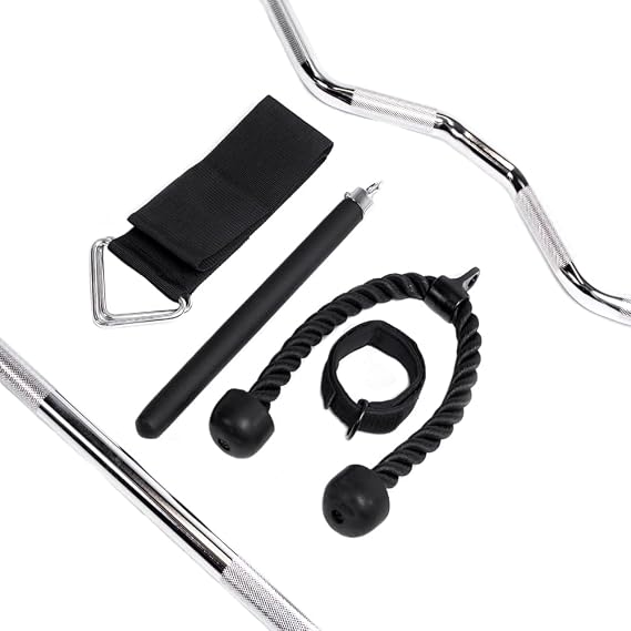 Inspire Accessory Kit for Functional Trainer - Cable Machine Attachments - Lat Pull Down Attachment, Tricep Rope Cable Attachment, Tricep Bar, Ankle Strap & More - Cable Machine Accessories