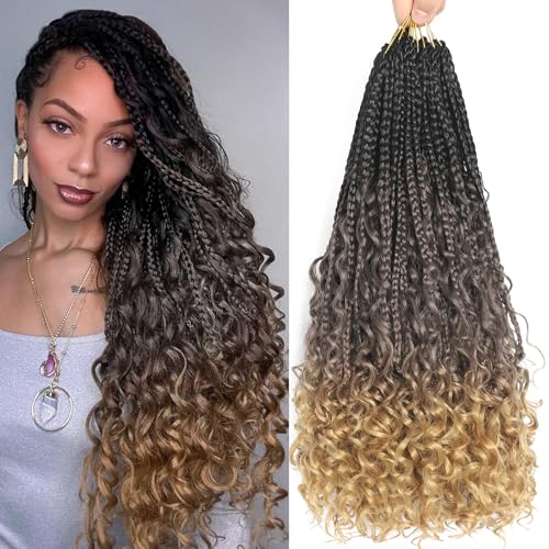 Boho Crochet Braids 18 Inch Goddess Box Braids Crochet Hair 8 Packs Box Braids Crochet Hair Crochet Braids for Black Women18 Inch, 1B427