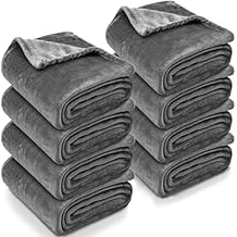 Fleece Throw Blankets Bulk 50x60 Inches - 8 Pack Soft Flannel Plush Blankets for Couch, Sofa, Bed, Home - Lightweight Warm Gifts for Wedding, Travel, Pet (Dark Gray)