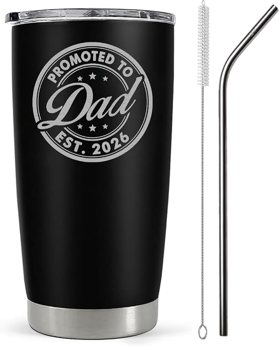 Vivulla68 Promoted To Dad 2026 Tumbler 20Oz - Dad Est 2026 Mug | Stainless Steel, 20 Oz, Lid, Straw, Double Wall, Leak Proof, Spill Proof, Insulated