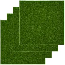 4 Pack Fake Grass Decor, 6"x6" Artificial Grass for Fairy House, Miniature Dollhouse Accessories, Diorama Supplies (4, Green)