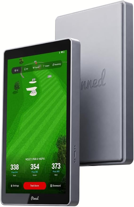Pinned The Caddie Portable Magnetic Golf GPS Tablet - Touchscreen, Gray | Magnetic, weatherproof, FCB distances, golf caddy with 45,000 course maps, gifts for men