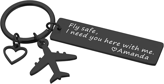 Fly Safe Keychain Custom Name Anniversary for Husband Boyfriend Christmas Gifts from Girlfriend Wife Valentines Gifts for Men Women Anniversary Birthday Gifts for Him Her Couple I Love You Gifts
