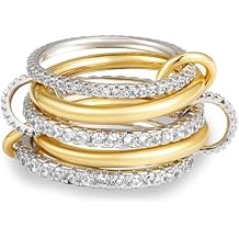 Gold Stackable Rings for Women - 18K Gold Filled Cubic Zirconia Rings, Silver Gold Multi Ring Mixed Metals Stackable Rings Set for Women Non Tarnish Size 6-10