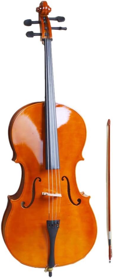 Full Size Cello Kit, Acoustic Cello Instrument for Adults,Students,Beginners,Complete Cello 4/4 Set with Portable Bag, Bow, Rosin, Natural Color