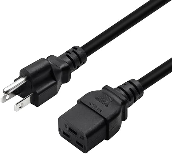 Nema 5-15P to IEC320 C19 Power Cable, 15A-16A/125V-250V, 1.8M/5.9FT, Black, PDU/UPS Power Cable, Male to Female, Type B Plug, 18 Gauge, 3 Conductors, Suitable for PDU, UPS