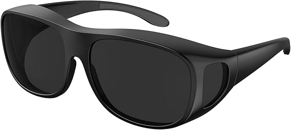 Super Dark Polarized Fit Over Wraparound XL Big Sunglasses CAT 4 Dark Photophobia|Cataract Sunglasses | Extra Large 150mm