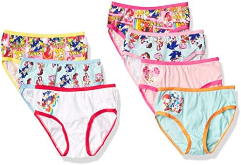 Sonic The Hedgehog Girls Sonic the Hedgehog Girls 7-pack 100% Cotton Underwear Available in Sizes 4, 6, and 8