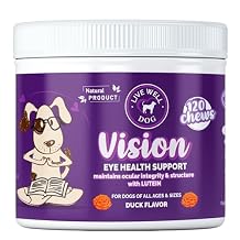 Vision Support Soft Chews for Dogs with Lutein, Zeaxanthin, DHA & Antioxidants for Eye Health, 120 Count