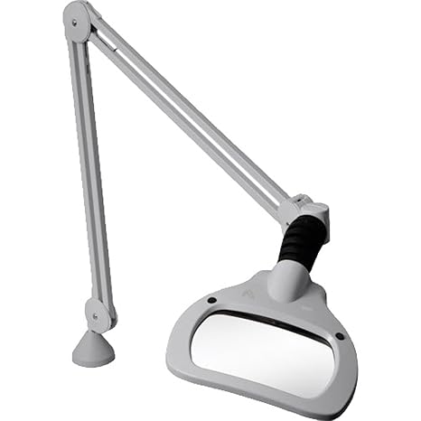 WAL025971 Wave LED Illuminated Magnifier, 30" Arm, 5 Diopter, Edge Clamp, Steel/Aluminum, Light Gray