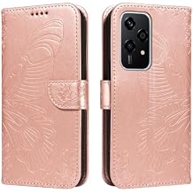 IVY Honor 200 Lite Swallowtail PU Leather Flip Cover Wallet Case [Wrist Strap][Card Holder][Kickstand] for Honor 200 Lite Case - Rose Gold