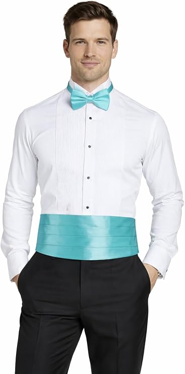Mens Classic Cummerbund & Pre-Tied Bow Tie Set Adjustable One Size Formal Tuxedo & Suit Accessory Many Colors