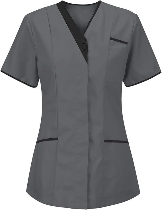 Scrubs for Women Tops V Neck Medical Uniform Shirts Stretchy Workwear Housekeeping Uniforms Nursing Scrub Tops