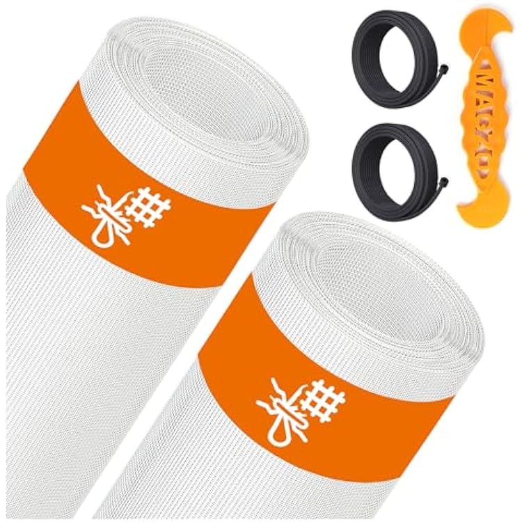 2PACK MAGZO Window&Door Screen Replacement Kit, 48W x 99L, with Retaining Spline Total 65.6 FT and Press-in Installation Tool, Scratch-Proof Polyester, Screening Roll Repair for DIYPorch, White