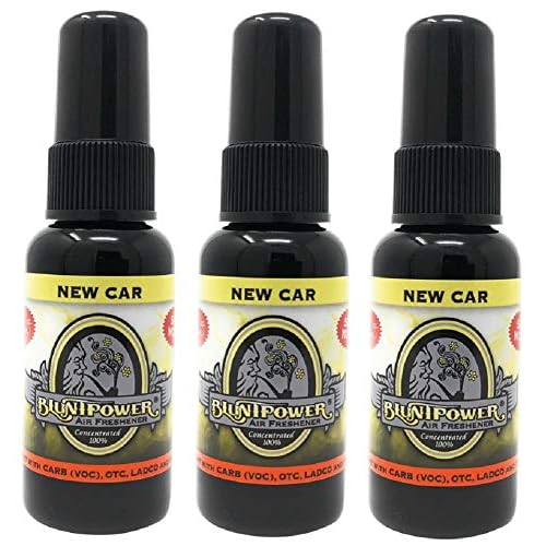 BluntPower New Car, 3 Pack Concentrated Air Freshener - Premium Oil Based Air Freshener Spray For Home and Car - Long-Lasting Bathroom Spray, Car Freshener, Odor Eliminator Spray