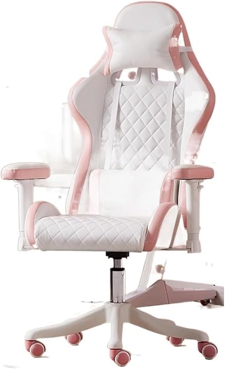 Gaming Chair, Chairs Gaming Chair Ergonomic Leather Chair Home Office Comfortable Game Swivel Chair Gamer Live Computer Chair Chair (Color : White)