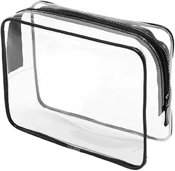 Cosmetic Bags Cosmetic Bag 2pcs Large Capacity Transparent Black Cosmetic Bag with Zipper Women Men Travel Toiletry Organizer Makeup Wash Bag for Storing Cosmetics(Medium)
