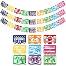 3 PCS Mexican Party Banners (9 Plastic Flags per Banner) - Cinco de Mayo Dia De Los Muertos Decor Day of The Dead Decorations Mexican Fiesta Themed Party Decorations Supplies