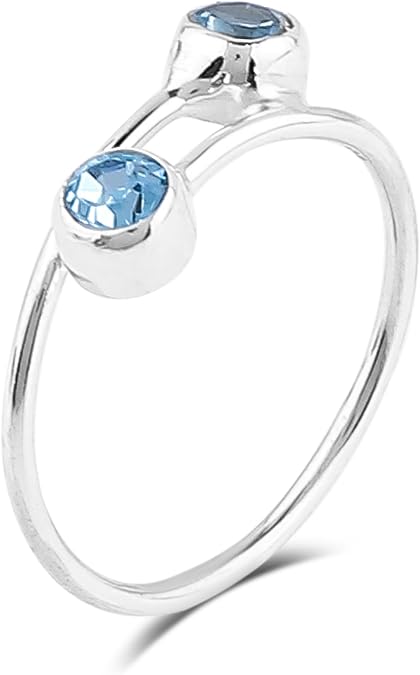925 Sterling Silver Designer Ring, Natural Blue Topaz Gemstone, Wicca & Reiki Healing Crystals & Stones, Handmade Boho Jewelry, Birthday Christmas Gift for Women (7)