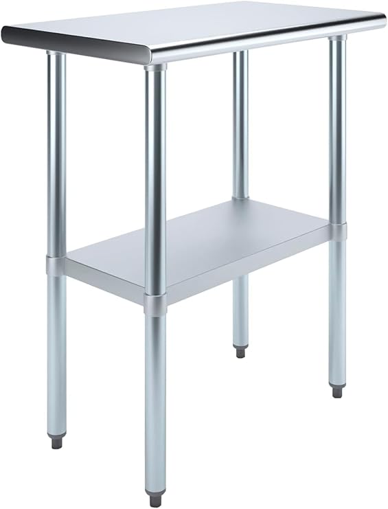 KPS 30" x 18" Stainless Steel Prep Work Table NSF Certified Commercial Workstation with Adjustable Undershelf for Kitchens, Restaurants, and Utility Spaces