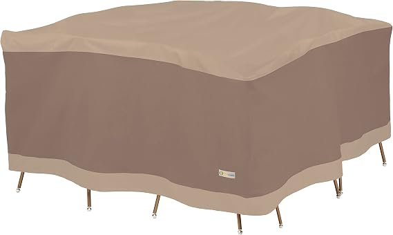 DUCKCOVERS Elegant Waterproof 74 Inch Square Patio Table & Chair Set Cover, Outdoor Table and Chair Cover
