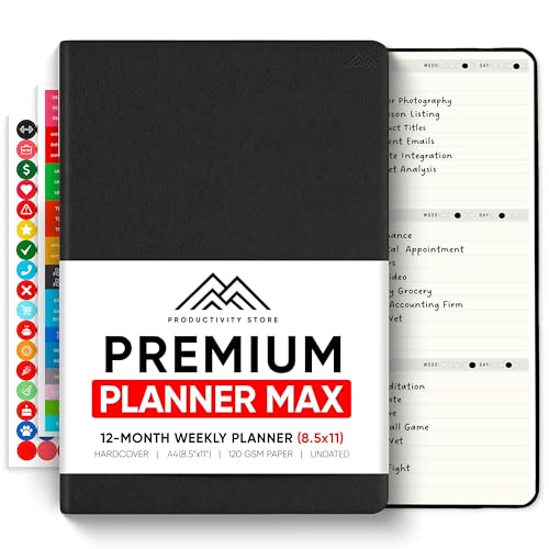 Undated, 2026 Planner, 8.5 x 11 - The #1 Productivity Planner to Achieve Your 2026 Goals - Planner 2026-2027 by PRODUCTIVITY STORE A4, BLACK