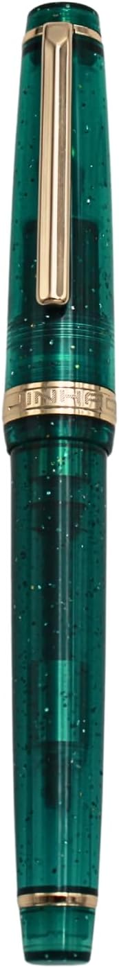 JINHAO 82 Fountain Pen - Acrylic Material Pen Barrel, Iridium Fine Nib with Ink Converter Smooth Writing Pen Classic Design Transparent Fluorescent Green Gold Trim, F