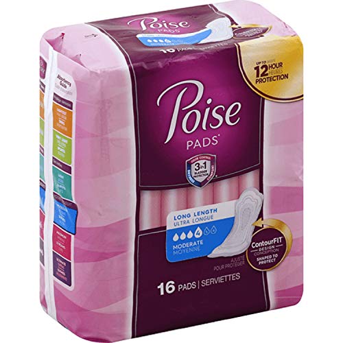 Poise Pads, Moderate Absorbency - Long, Pk16