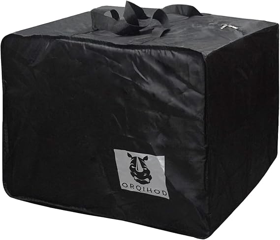 Large Patio Furniture Seat Cushions Storage Bag 420D Heavy Duty Waterproof Outdoor Cushion Cover Carrying Bag Square with Zipper, 32 x32 x24IN, Black