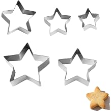 5 Pcs Star Cookie Cutters,Stainless Steel Star Shaped Pastry Cutters for Baking,for Kitchen Homemaking DIY Baking Decoration Christmas Halloween Easter Thanksgiving,Durable and Easy to Clean(5 Sizes)