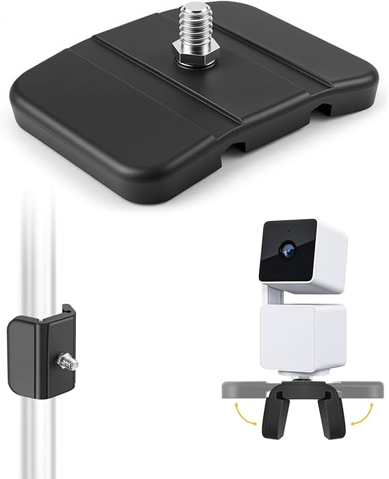 Flexible Magnetic Camera Mount with 1/4" Thread for Flat Metal Surface or Curved Pole Fence,Adjustable Strong Magnet Indoor Outdoor Cam Bracket fits for Wyze, Blink, Ring, Arlo, Eufy, Mevo Start