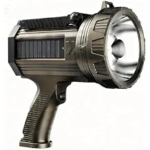 YIERBLUE Solar Power & Rechargeable Spotlight Floodlight Combo High Lumen, Super Bright Handheld Spotlight Flashlight with Side Floodlight Runtime up to 20Hrs, with Foldable Stand and Red Lens