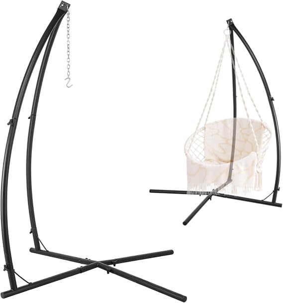 Hammock Swing Stand, Hanging Chair C-Stand w/Buckle & Spring Hook
