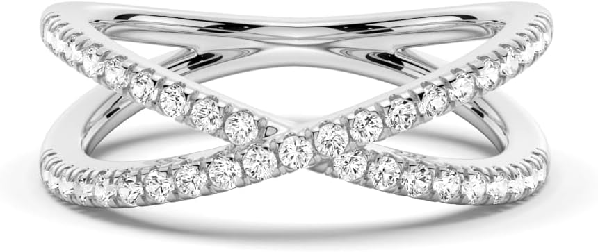 MSBLUE Crossover Moissanite Wedding Band Ring