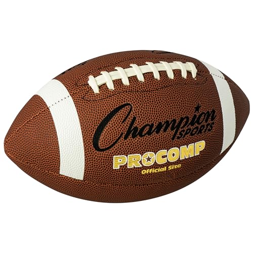 Champion Sports Pro & Composite Series Footballs Water-Resistant Composite, IndoorOutdoor, OfficialPee Wee Sizes