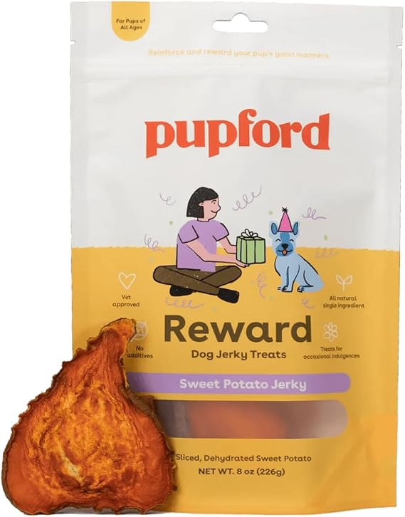 Pupford Crunchy Jerky Treats for Dogs & Puppies, Made in USA, Single Ingredient, No Fillers (Sweet Potato, 8 oz)