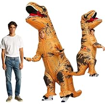 SecretCastle Brown Inflatable Dinosaur Costume Adult Dinosaur Suit Blow up T-rex Dino Costume For Halloween Cosplay Party (Adult)