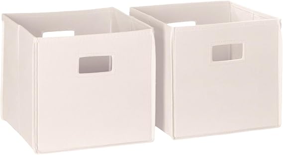 RiverRidge Kids 2pc Fabric Collapsible Storage Cube Organizers with Handles for Playroom Organization - Cream