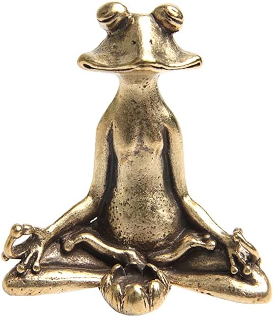 Acxico 1Pcs Solid Brass Frog Figurine Small Frog Statue House Ornament Animal Figurines