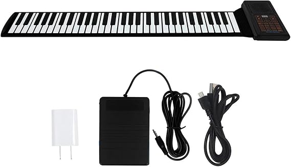 Student 61 Keys Silicone Soft Electronic Piano Portable Foldable Hand Roll Up Piano Keyboard Instrument Portable Electronic Keyboards
