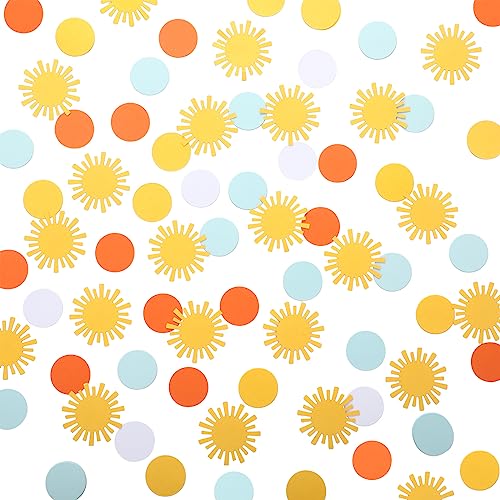 Jenaai 400 Pcs Here  The Son Baby Shower Confetti Boho Sunny Dots Confetti Boy Birthday Table Scatter Paper Sunshine Baby Shower Decorations for Gender Reveal Party Novel Color,Classic
