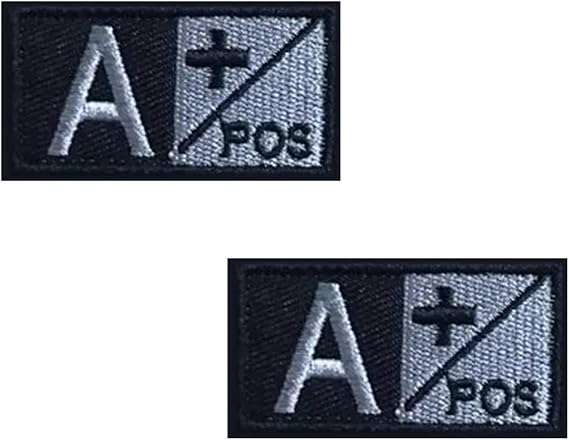 Tactical Blood Type Patches A+ Positive POS 2"x1" 2 Pack