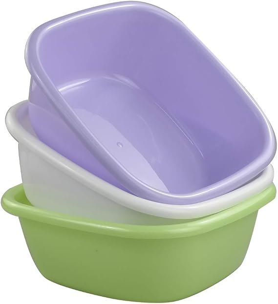 Pekky Plastic Camping Wash Basin, 8 Quart, 3-Pack