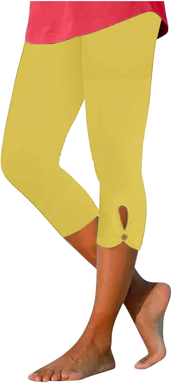 Women Capri Leggings 2024 Dressy Casual Summer Capris Knee Length Crop Pants Trendy Lightweight Ladies Clothing