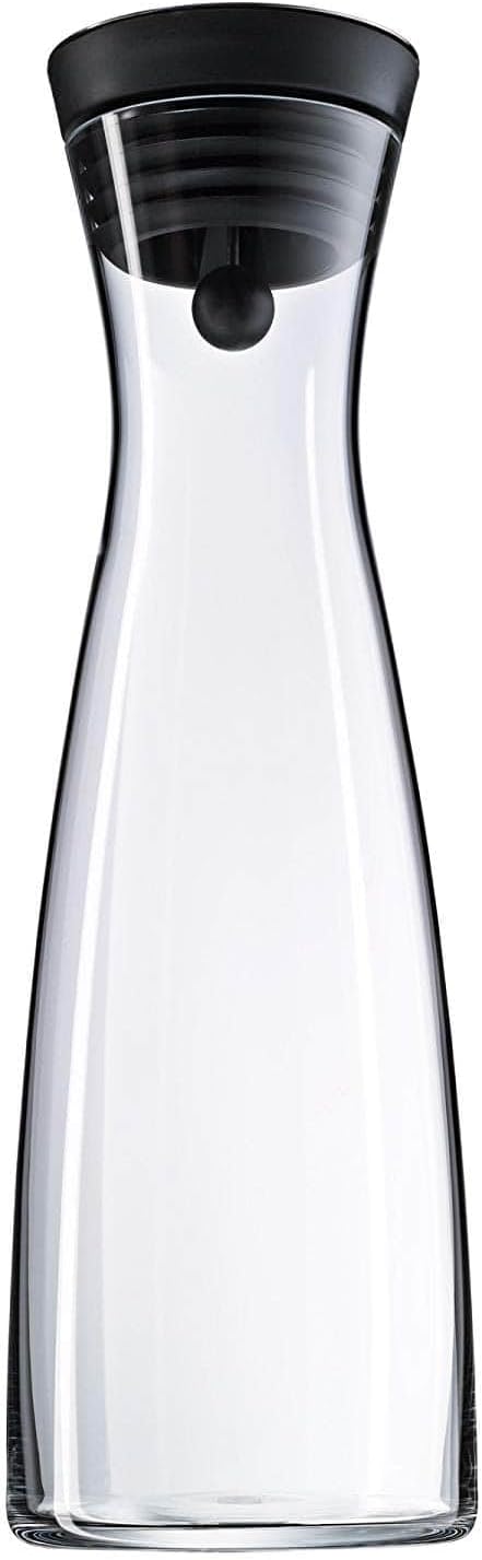 WMF Close-Up Stopper Glass Cromargan Basic Water Decanter, Black, Height 32.7 cm, 1.5 Litre