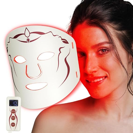 BOLENDA Red Light Therapy for Face - Anti-Aging 650nm LED Facial Mask, Cordless Red Light Therapy Mask, Fine Lines & Even Skin Tone,Rechargeable Remote Control for Home Working Travel Yoga Sleep