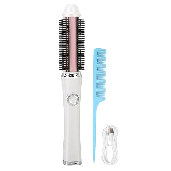 USB Rerechargeable Cordless H Curler Brush, 3 Temperature Gears, Negative Ions, Prevent Static Electric Curling Comb