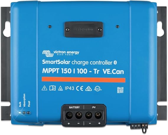 Victron Energy SmartSolar MPPT Tr VE. Can Solar Charge Controller Bluetooth - Charge Controllers for Solar Panels - 150V, 100 amp, 12243648-Volt