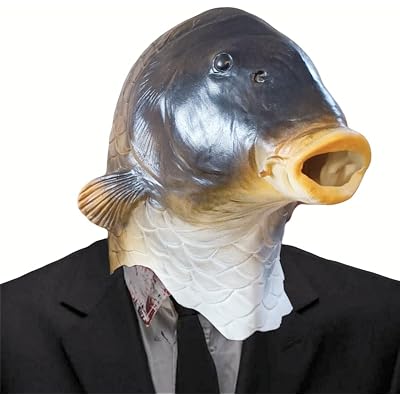 Realistic Animal Fish Mask -Halloween Costumes & Funny Full Head Latex Masks Cosplay Helmet Fish Face Costume Dress Party Props